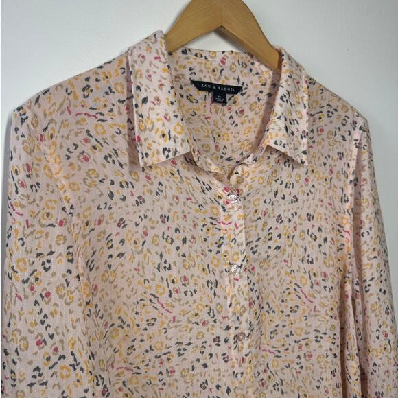 Zac & Rachel Women XL Button Tunic Blouse Ombre Long Sleeve Leopard Coastalgrand - Picture 4 of 6